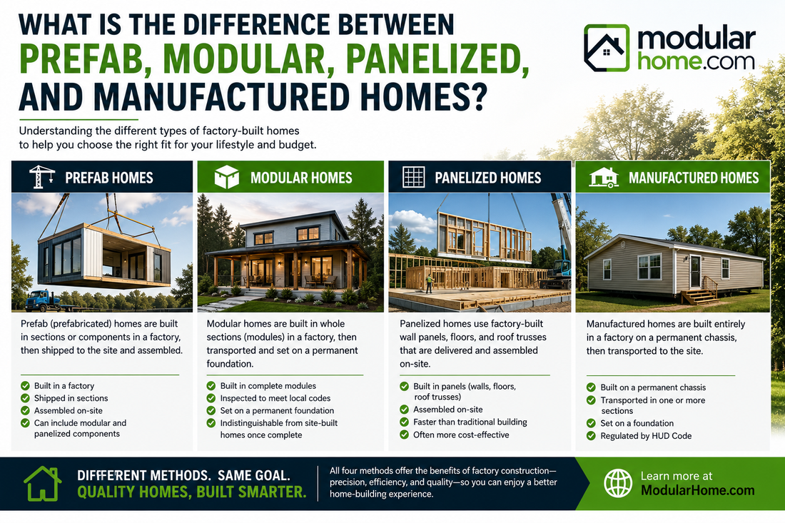 What Is the Difference Between Prefab, Modular, Panelized, and Manufactured Homes?