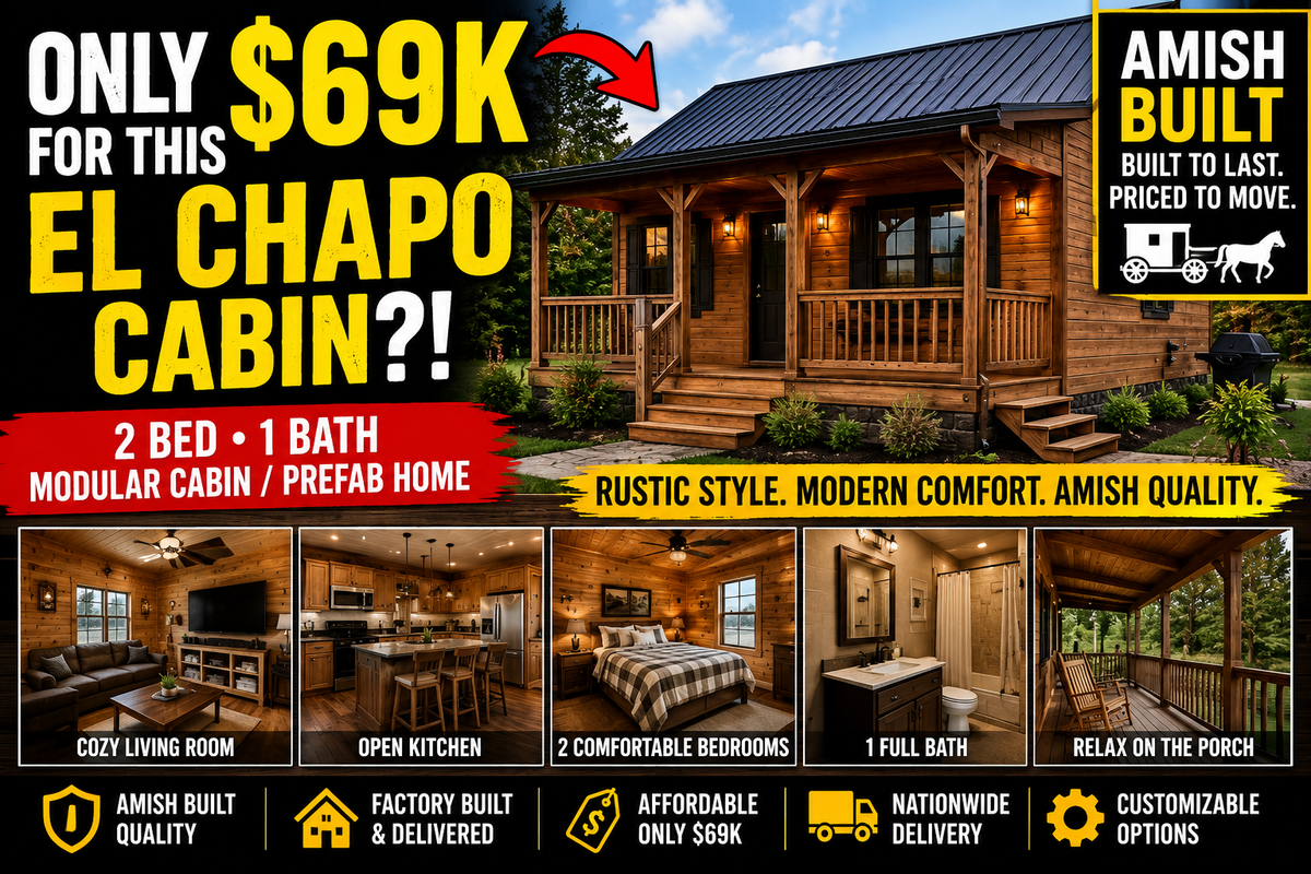 ONLY $69K FOR THIS EL CHAPO CABIN?! | 2 Bed 1 Bath Amish Built Modular Cabin and Prefab Home