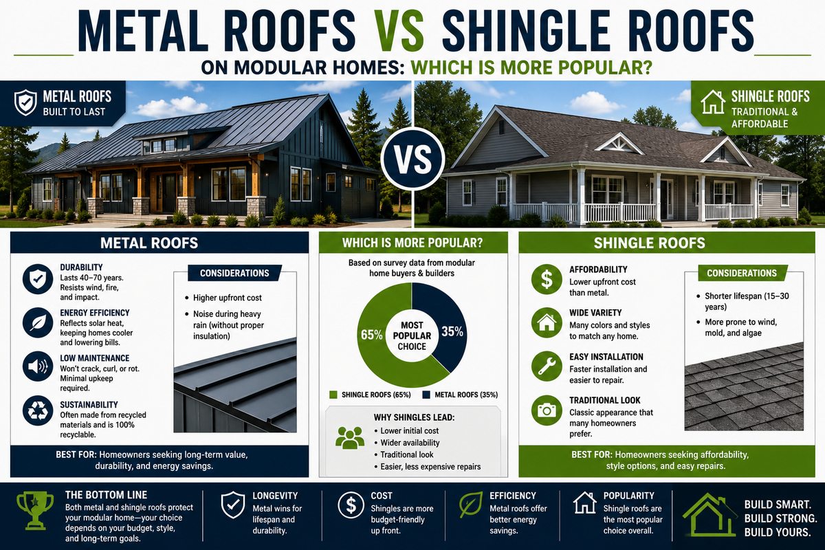 Metal Roofs vs Shingle Roofs on Modular Homes: Which Is More Popular?