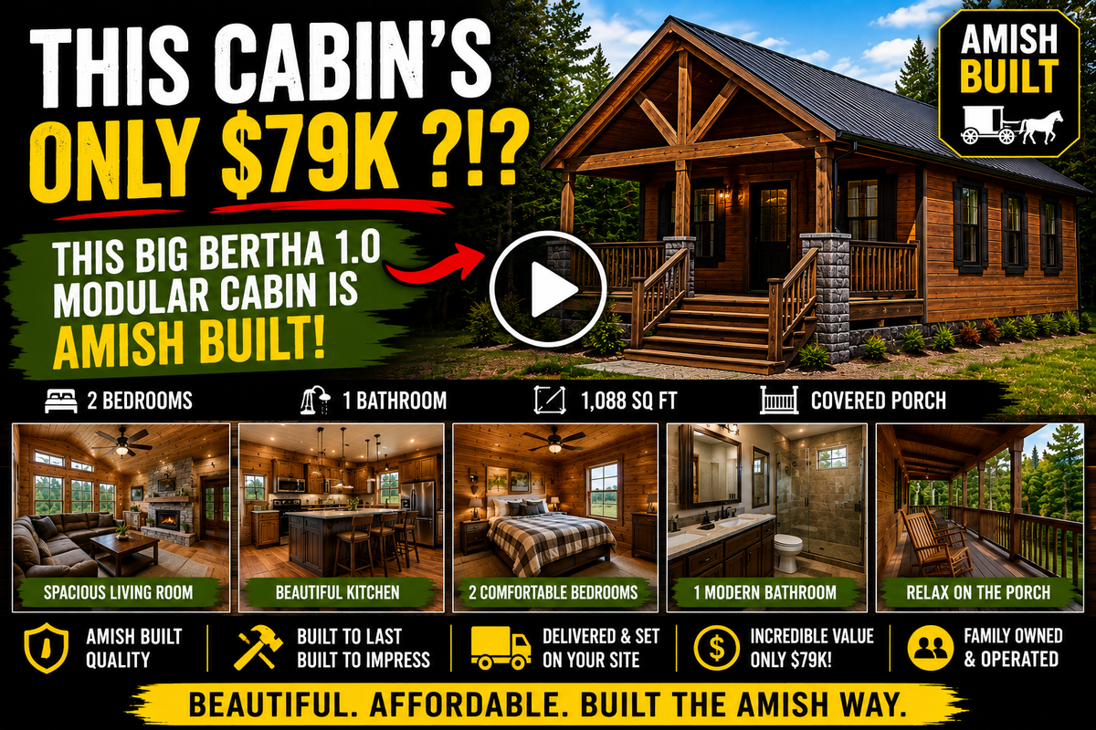 THIS CABIN’S ONLY $79K?! | Big Bertha 1.0 Amish Built Modular Cabin Tour