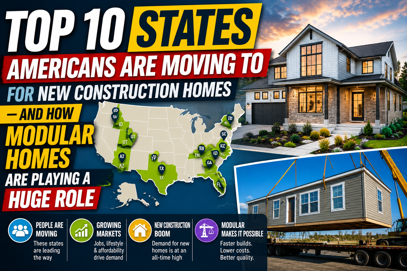 Top 10 States Americans Are Moving To for New Construction Homes — And How Modular Homes Are Playing a HUGE Role