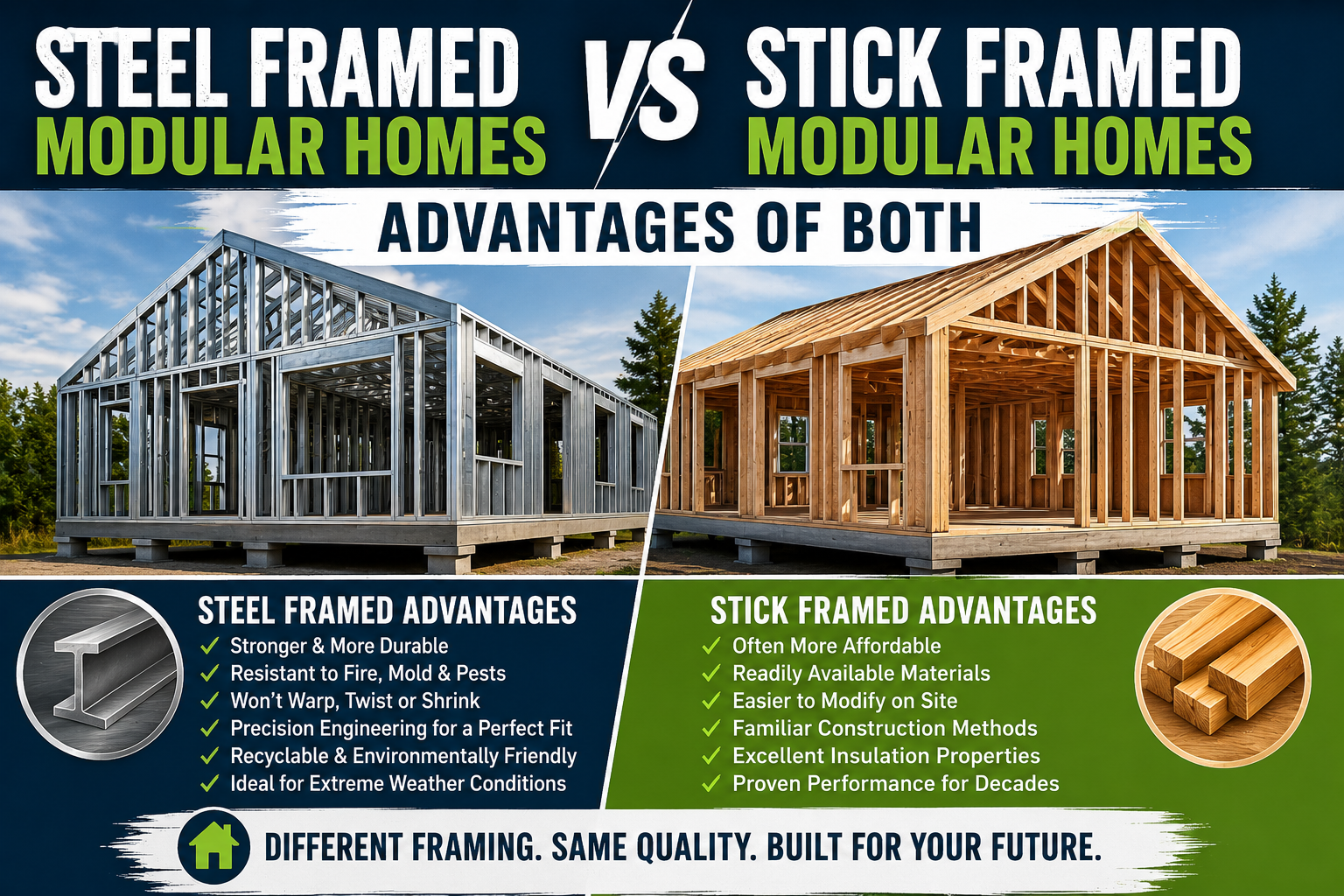 Steel Framed Modular Homes vs Stick Framed Modular Homes: Advantages of Both