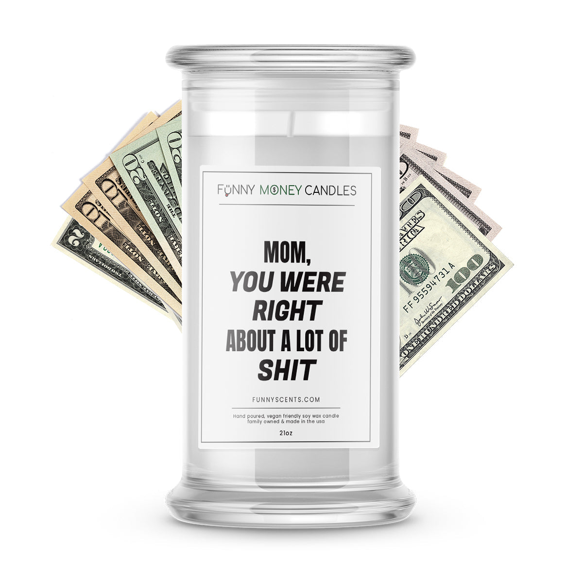Mom, you were right about a lot of shit Money Funny Candles