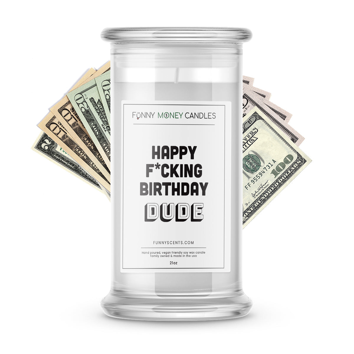 Happy F*cking Birthday Dude Money Funny Candles