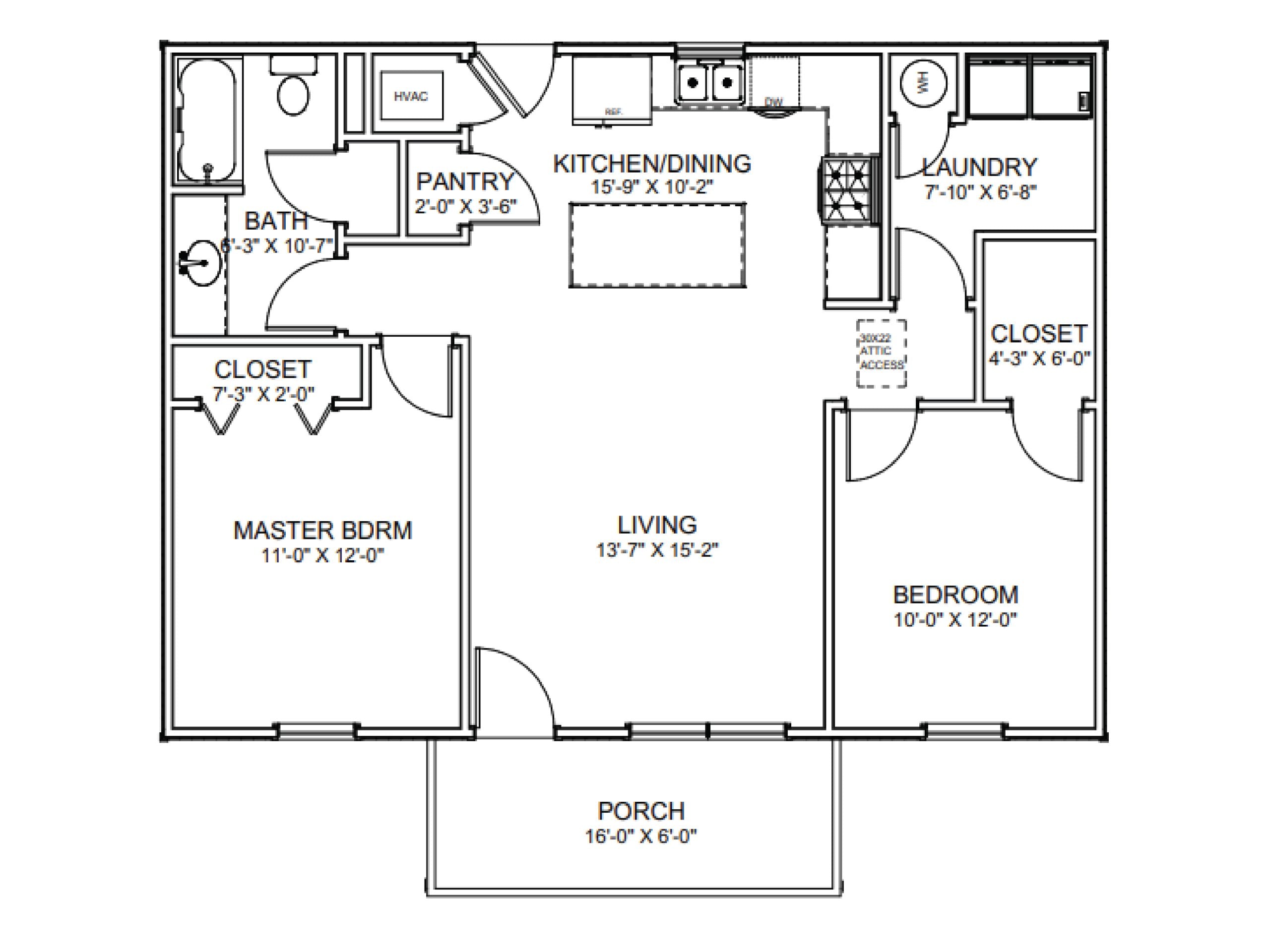 The Cloverfield Affordable House Kit (2 bed 1 bath)