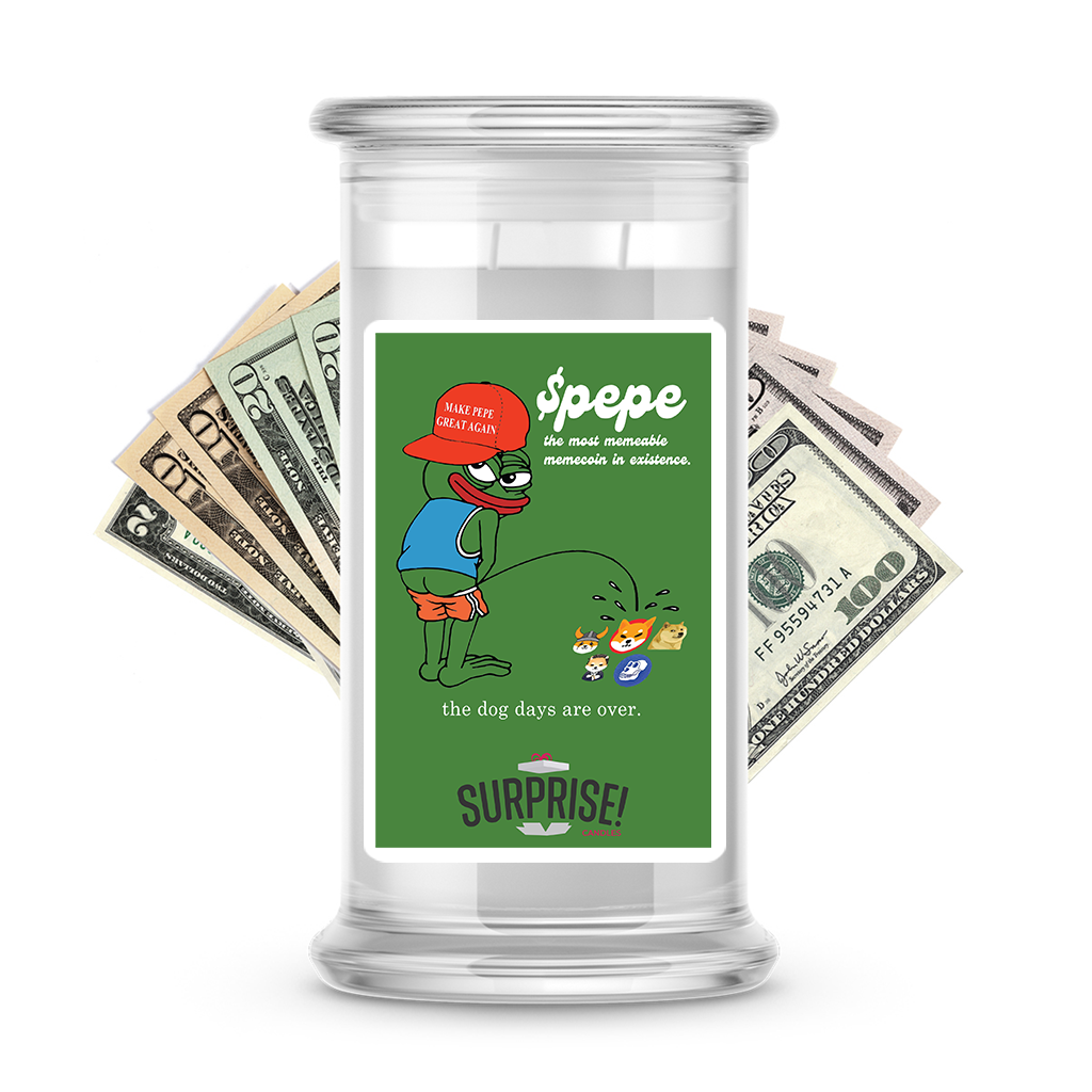 Pepe The Frog Meme Cash Money Candle  - Frogs Over Dogs!
