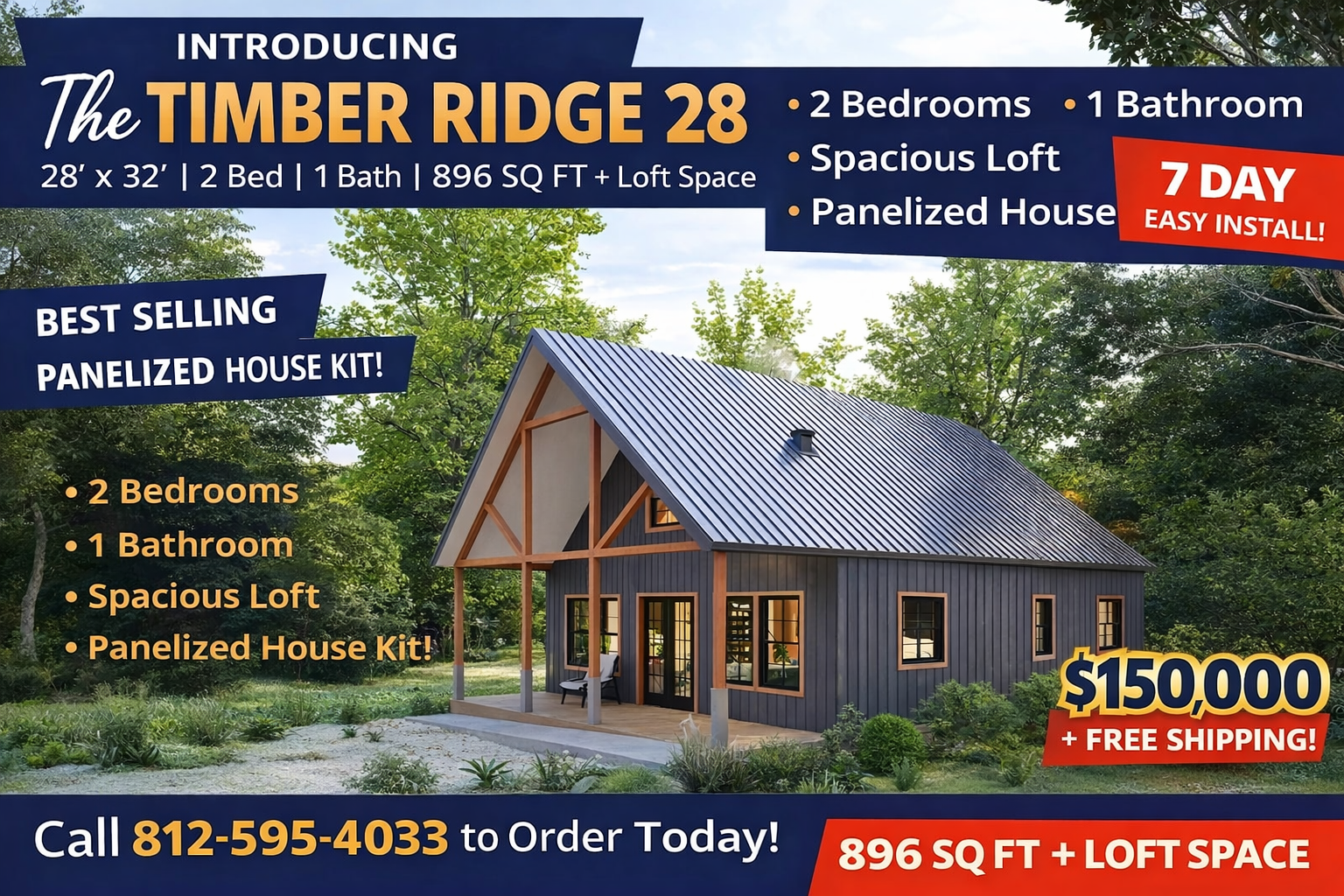 The Timber Ridge 28 Panelized House Kit