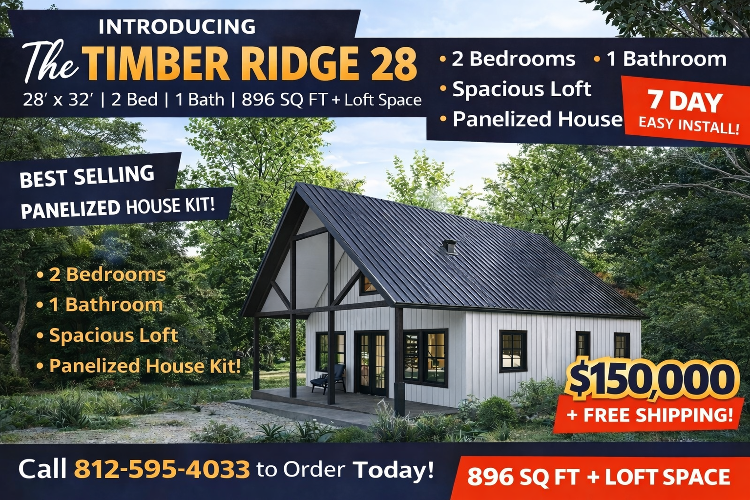 The Timber Ridge 28 Panelized House Kit